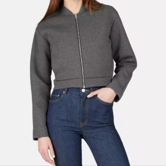Everlane Bomber Jacket Street Fleece Cropped Full Zip - Picture 4 of 7